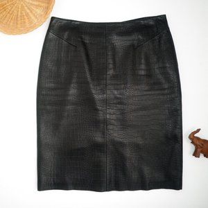 Vintage Office Siren Snakeskin Embossed  Leather Skirt Goth Grunge 90s M